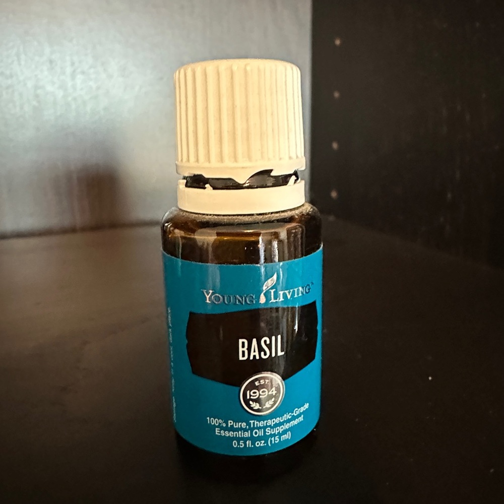 Young Living Basil Essential‎ Oil 15ml Open Bottle High Fill Level Aromatherapy